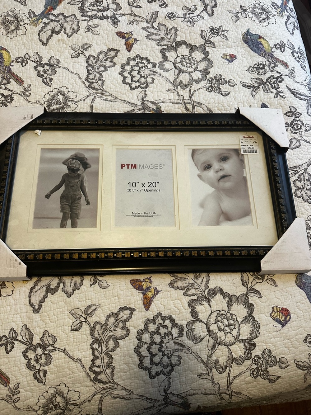 Dark brown Triple Photo Frame with Mat - 10" x 20" (3 x 5" x 7" Openings)